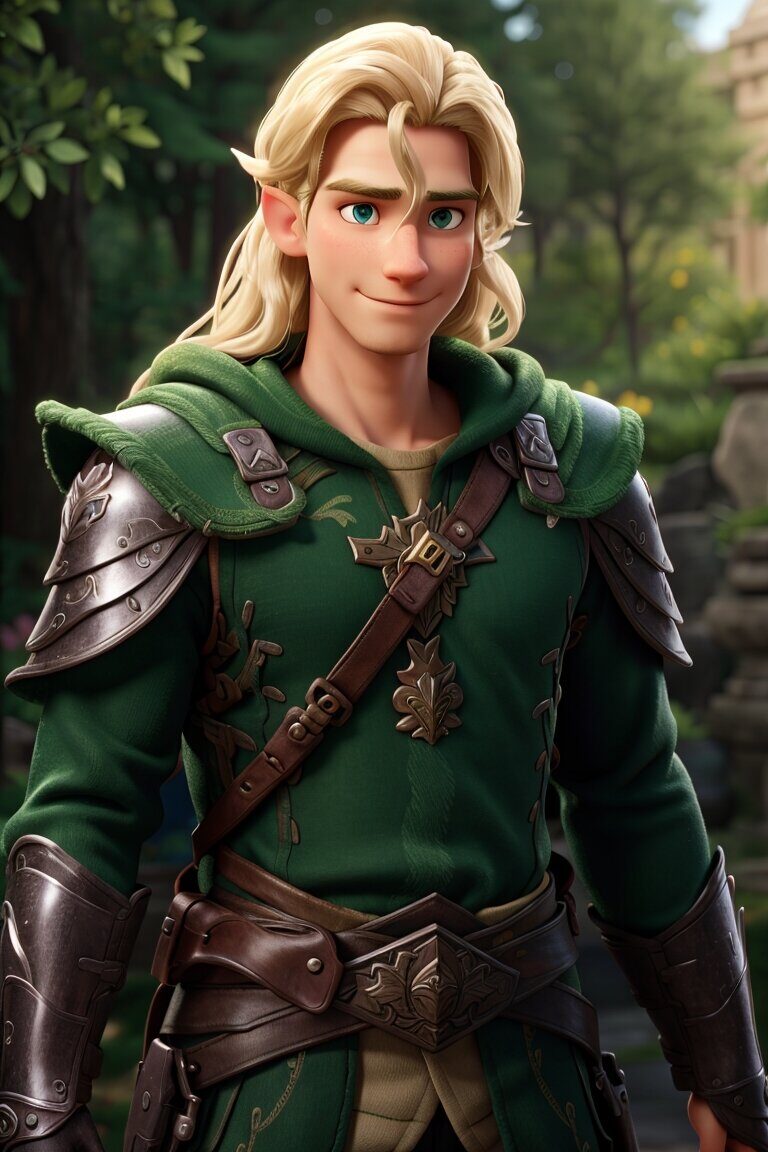 Эльф-мечник 3. Стиль 3D-анимации. Рисует нейросеть. Leonardo AI