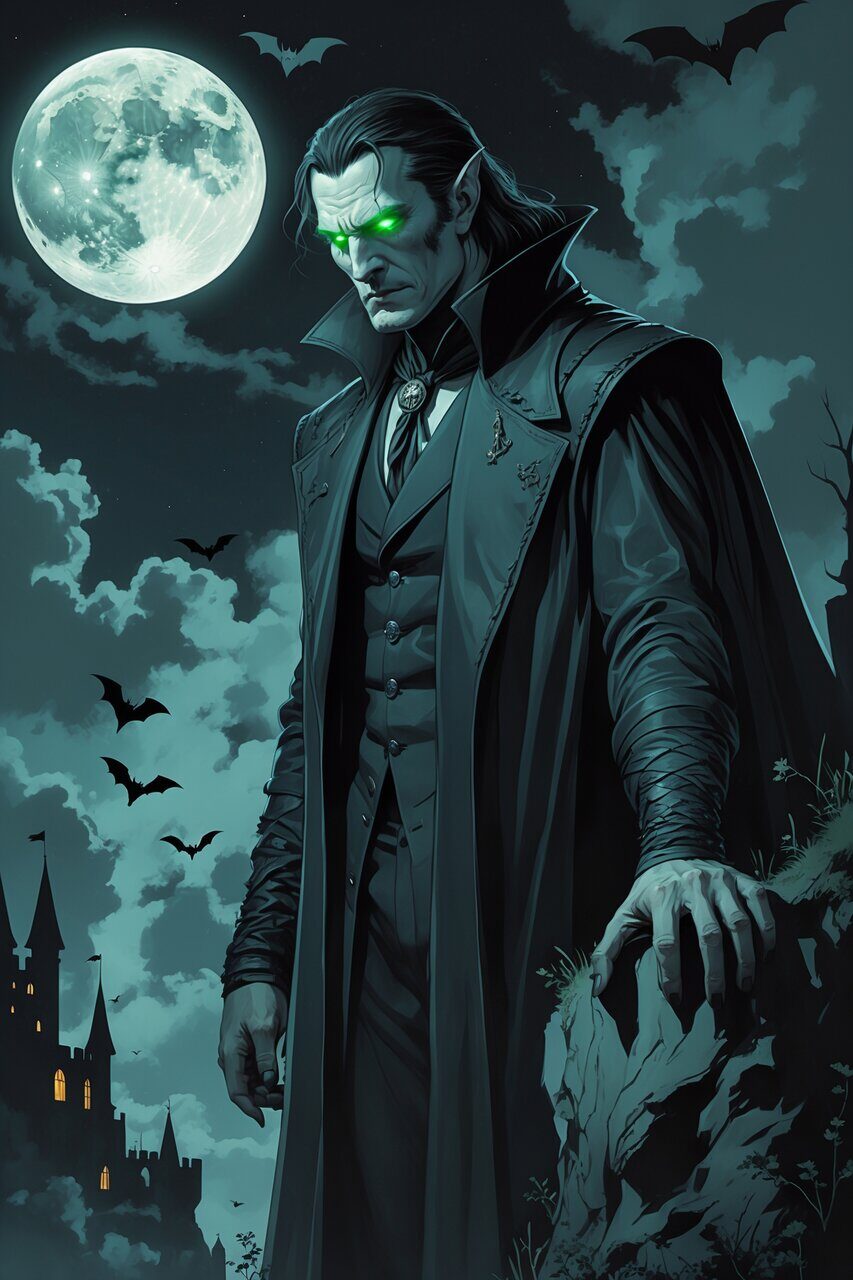 Грустный вампир. Рисует нейросеть. Leonardo AI