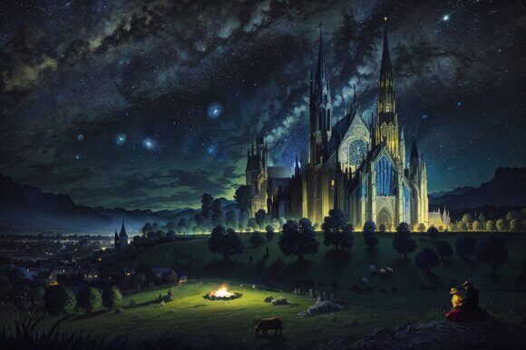 Собор и небо 3. Сюрреализм. Рисует нейросеть. Leonardo AI