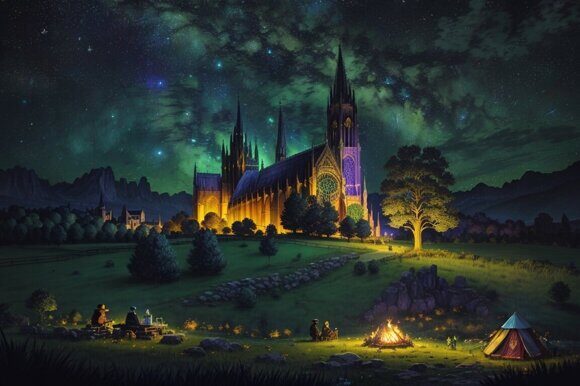 Собор и небо 2. Сюрреализм. Рисует нейросеть. Leonardo AI