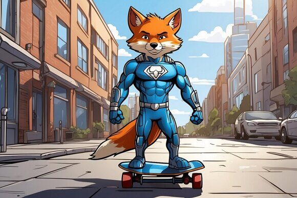 Лис-супергерой 2. Комикс. Рисует нейросеть. Leonardo AI