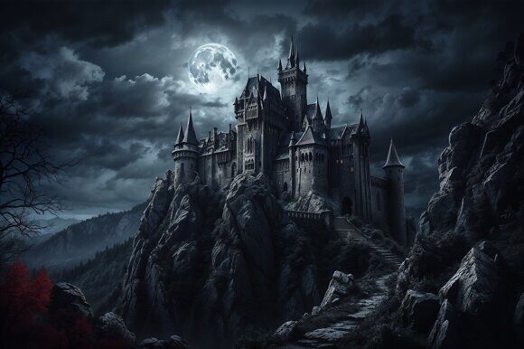 Замок Дракулы. Рисует нейросеть. Leonardo AI