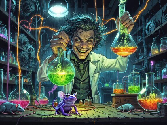 Безумный ученый. Рисует нейросеть. Leonardo AI