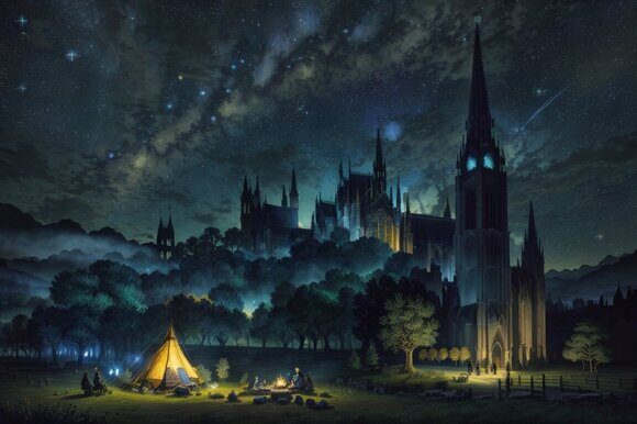 Собор и небо 1. Сюрреализм. Рисует нейросеть. Leonardo AI