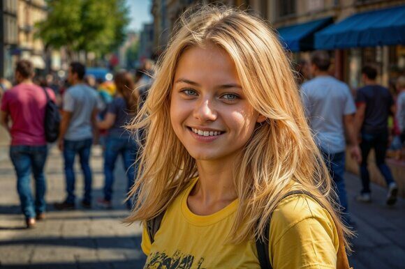 Студентка из большого города 1. Фотореалистичное изображение. Рисует нейросеть. Leonardo AI