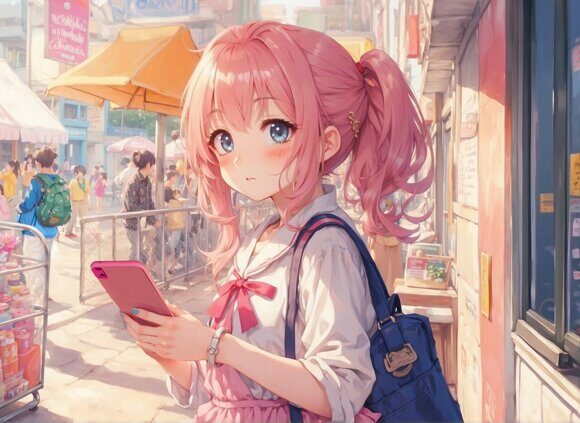 Прогулка по городу 1. Девушки в стиле аниме. Повседневность. Рисует нейросеть. Leonardo AI